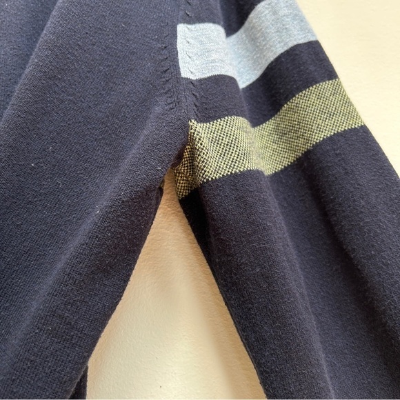 Banana Republic Men’s Cotton Striped Pullover Navy V Neck Sweater, Size XL - Picture 8 of 12